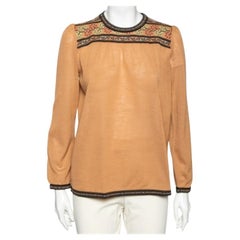 M Missoni Top en maille de laine à motifs, marron M
