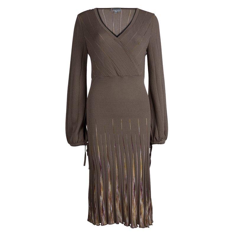 M Missoni Brown Wool Long Sleeve Sweater Dress L
