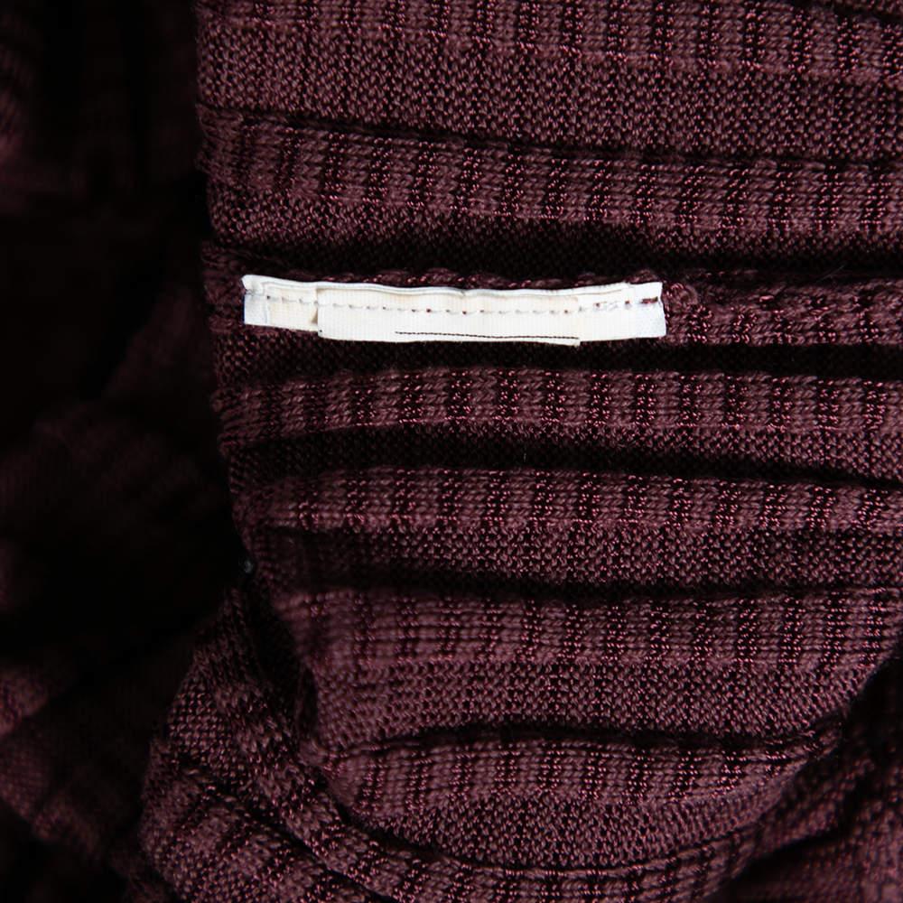 Women's M Missoni Burgundy Patterned Knit Long Sleeve V-Neck Dress L