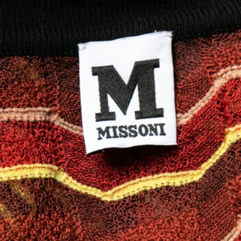  M Missoni Burnt Orange Patterned Knit Open Front Cardigan S Pour femmes 