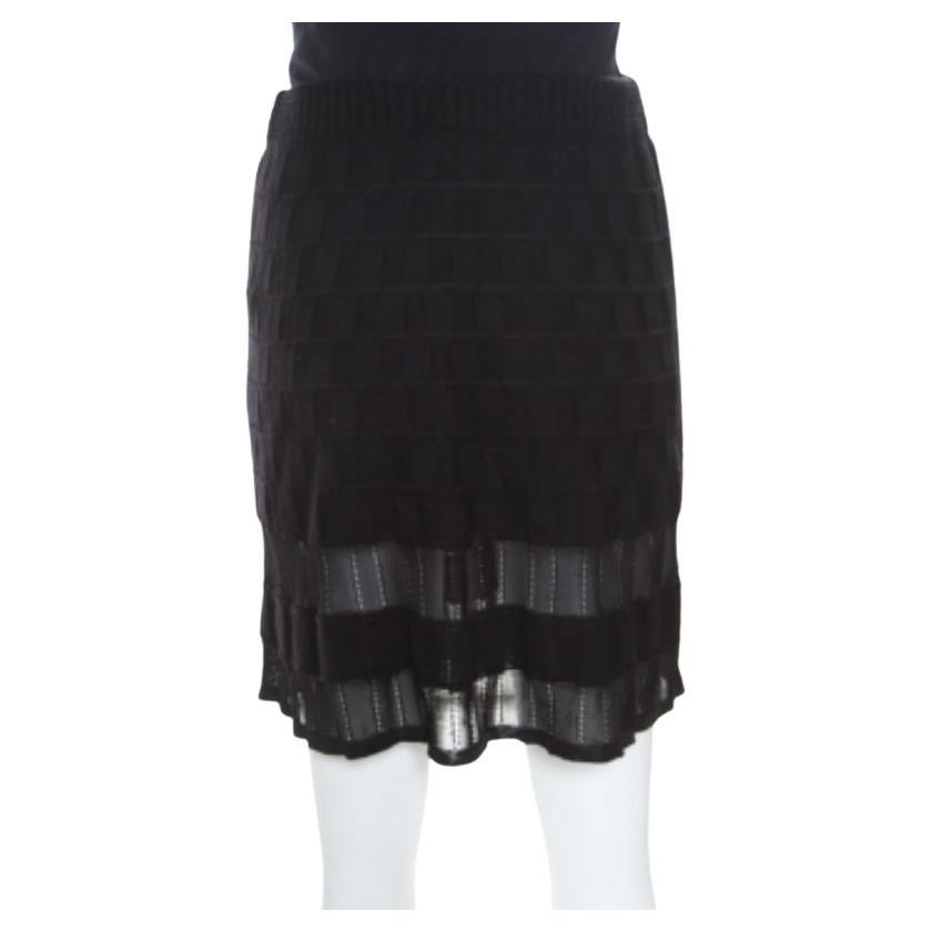 M Missoni Falda de cuadros de lana con paneles de malla S en venta