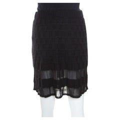 M Missoni Checkerboard Wool Knit Mesh Paneled A Line Skirt S