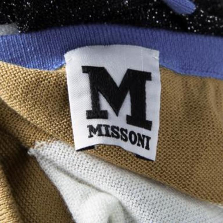 Gris M Missoni Colorblock Colorblocked Knit Striped Back Detail Top M en vente