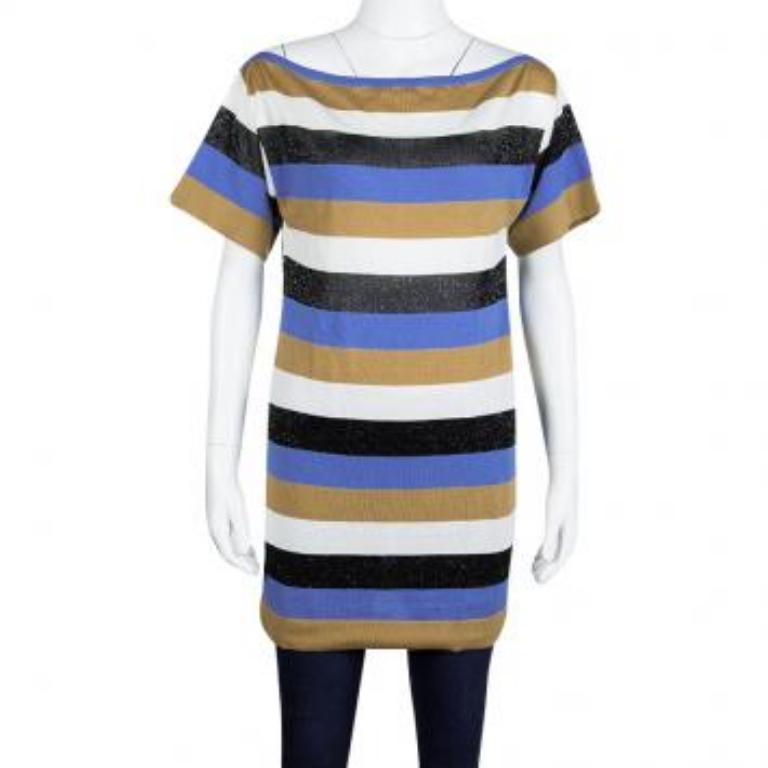 M Missoni Colorblock Colorblocked Knit Striped Back Detail Top M Bon état - En vente à Dubai, Al Qouz 2