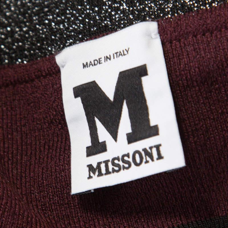 Women's M Missoni Colorblock Striped Lurex Knit One Shoulder Bodycon Dress S For Sale