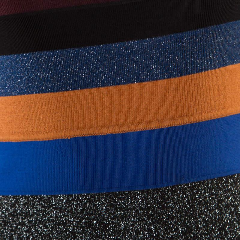 M Missoni Colorblock Striped Lurex Knit One Shoulder Bodycon Dress S For Sale 1