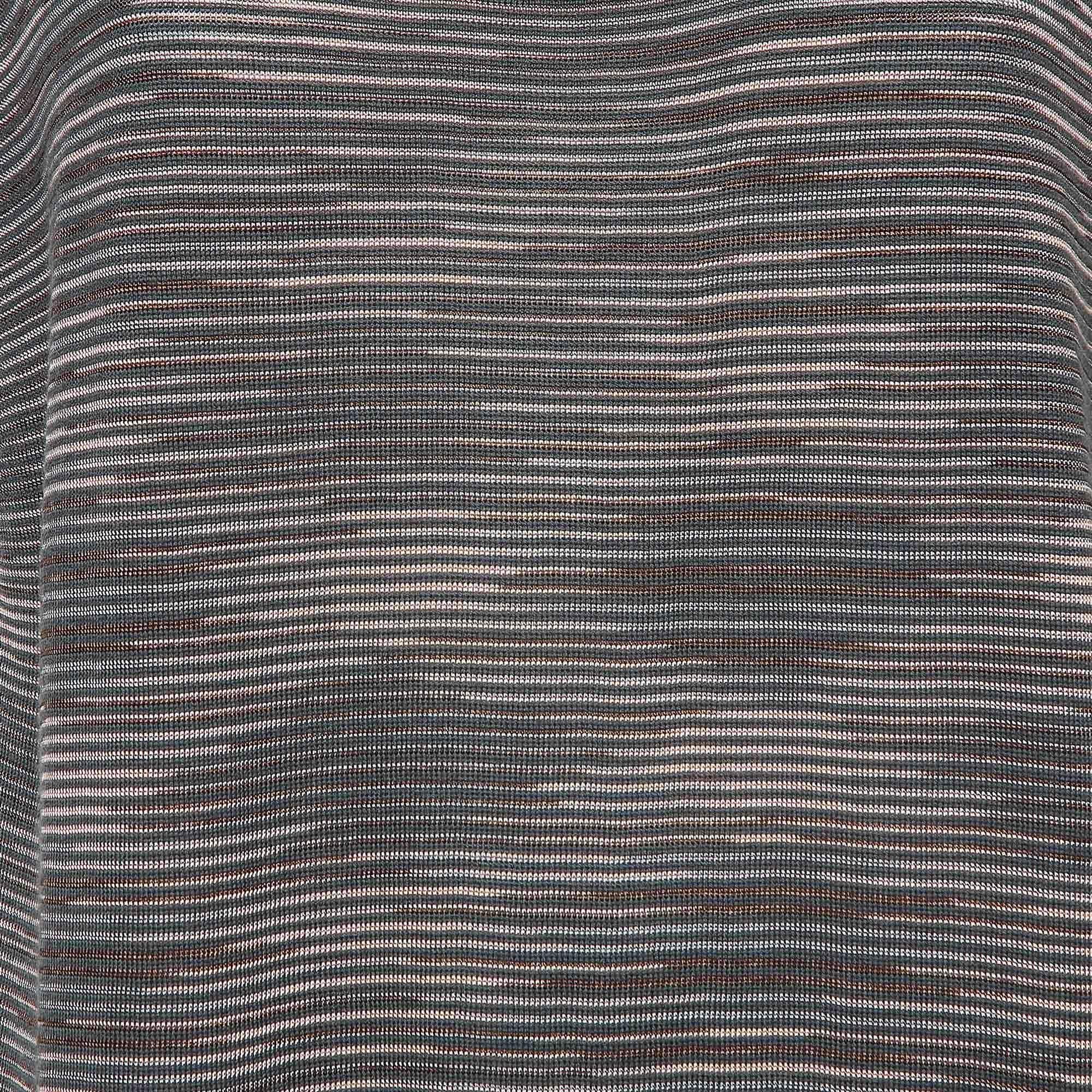 M Missoni Dark Teal Blue Patterned Knit Sleeveless Top M In Good Condition For Sale In Dubai, Al Qouz 2