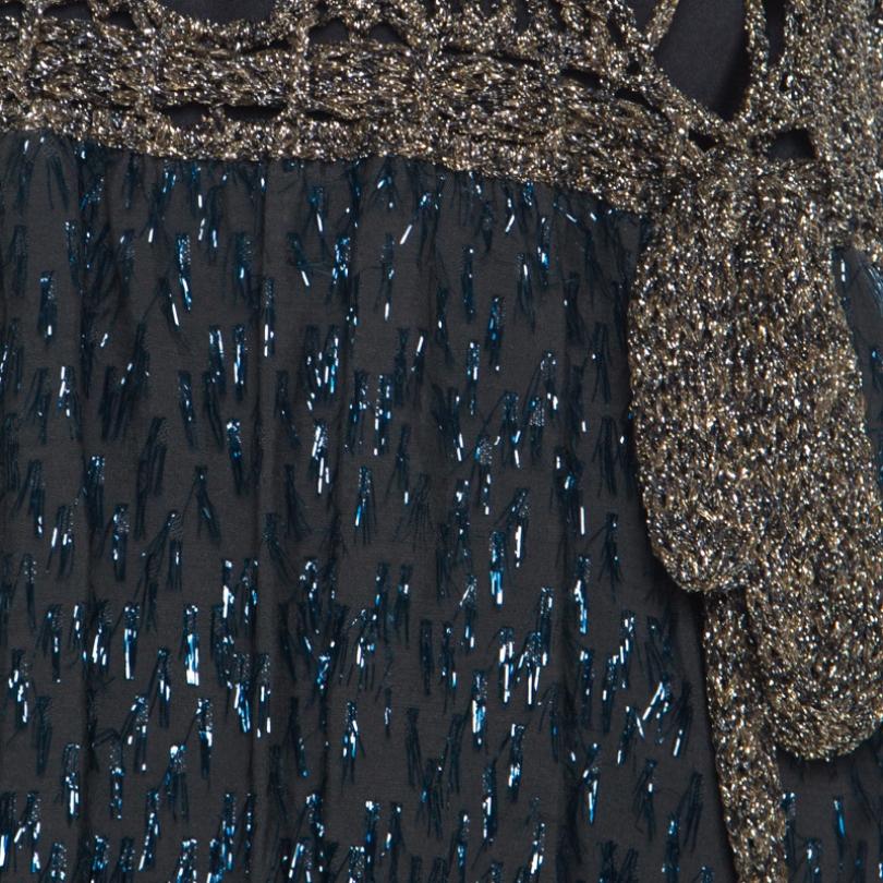 M Missoni Gold Crochet Detail Short Dress S 1