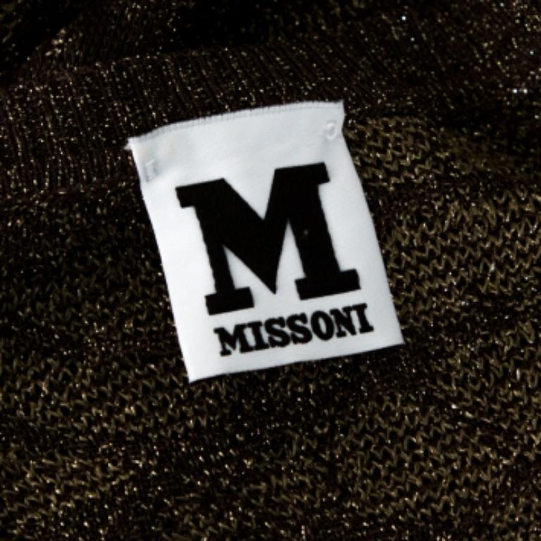 M Missoni Gold Lurex Knit Cardigan & Midi Dress Set S For Sale 2