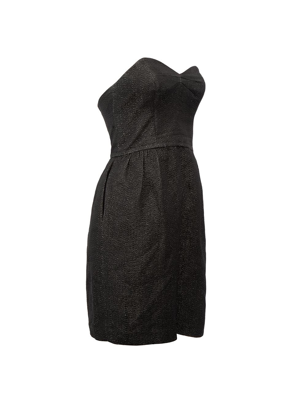 CONDITION is Good. Minor wear to dress is evident. Light wear to both underarms and the lining with discoloured marks on this used Milly designer resale item.



Details


Black

Synthetic

Mini strapless dress

Glitter threading

2x Front side