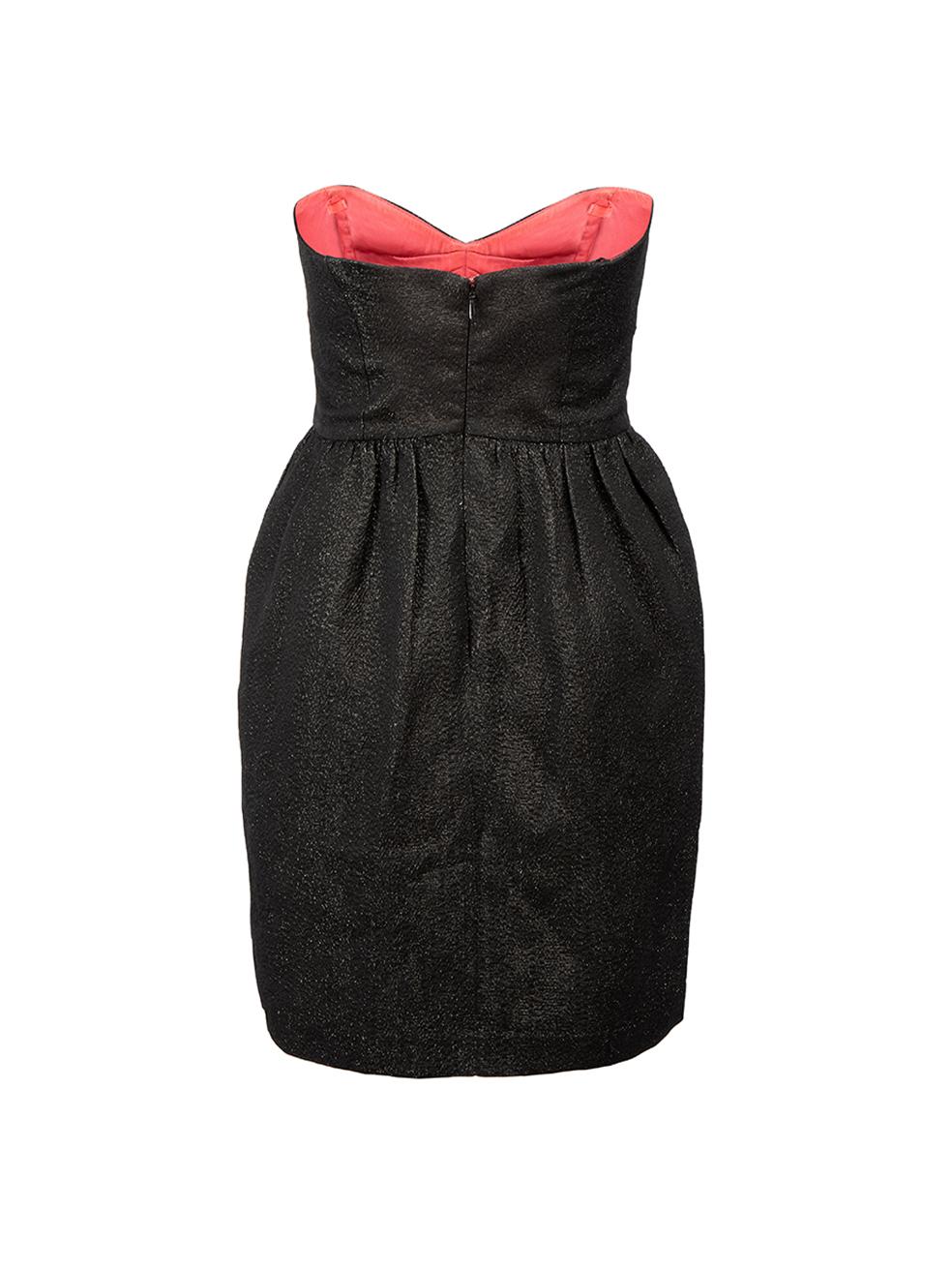 Black Glitter Strapless Mini Dress Size XXS In Good Condition For Sale In London, GB