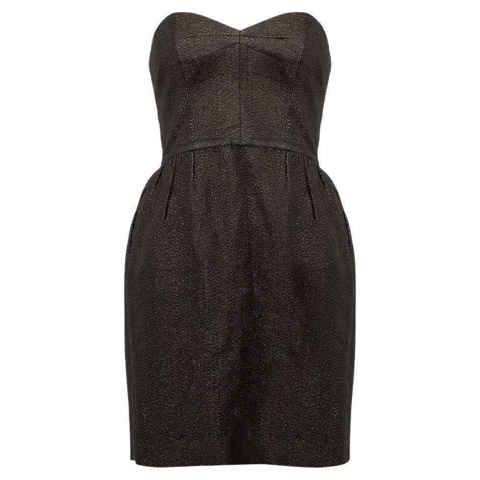Black Glitter Strapless Mini Dress Size XXS For Sale