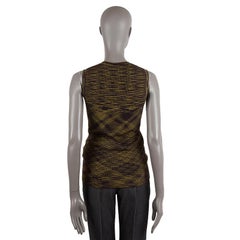 M MISSONI green brown black viscose KNIT Tank Top Shirt 46 XL