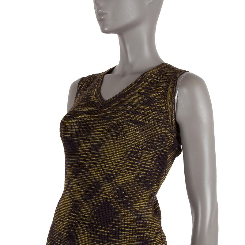 Black M MISSONI green brown black viscose KNIT Tank Top Shirt 46 XL For Sale