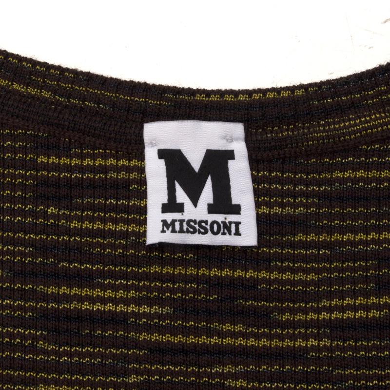 M MISSONI green brown black viscose KNIT Tank Top Shirt 46 XL In Excellent Condition For Sale In Zürich, CH