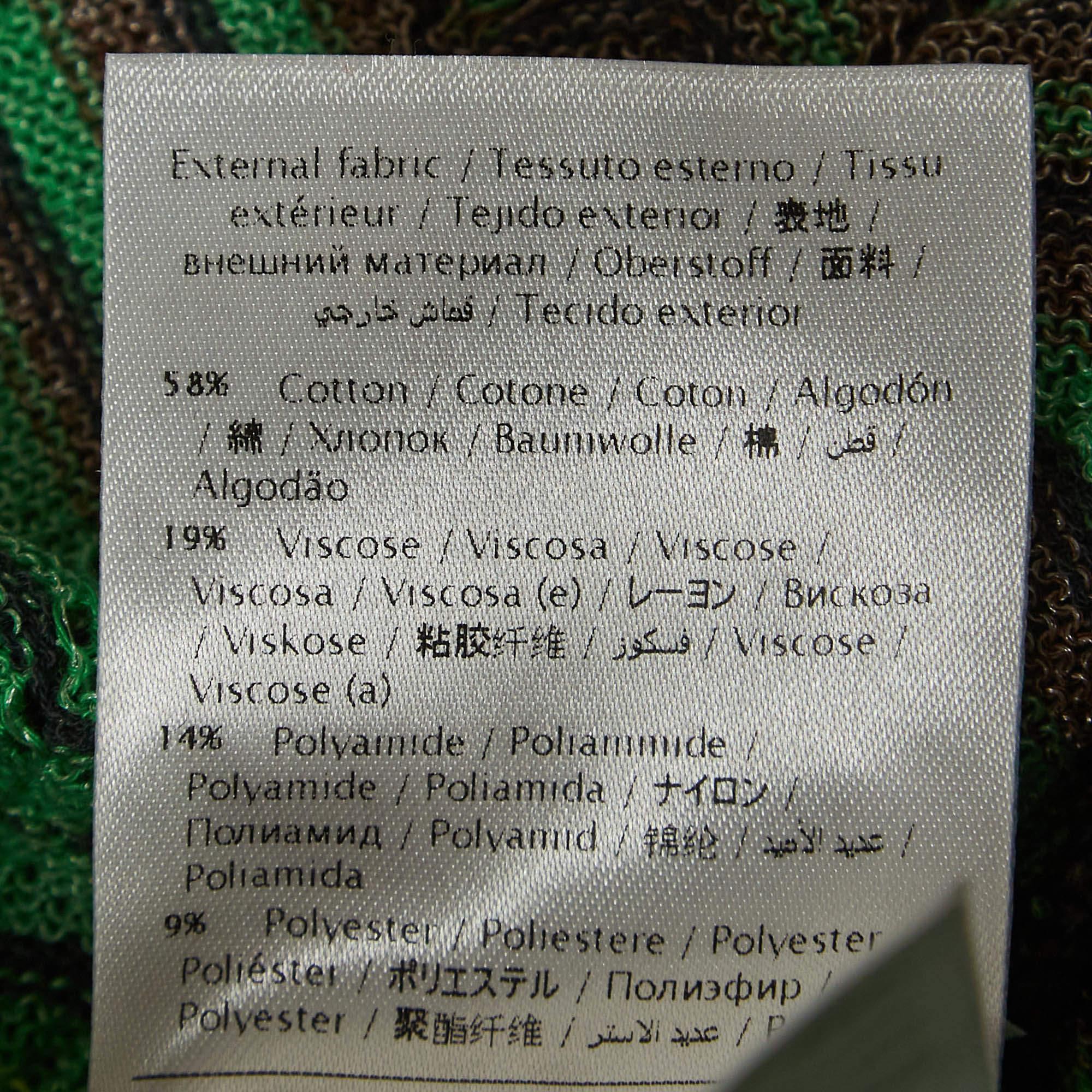 M Missoni Green Chevron Pattern Knit V-Neck Top L In Excellent Condition In Dubai, Al Qouz 2