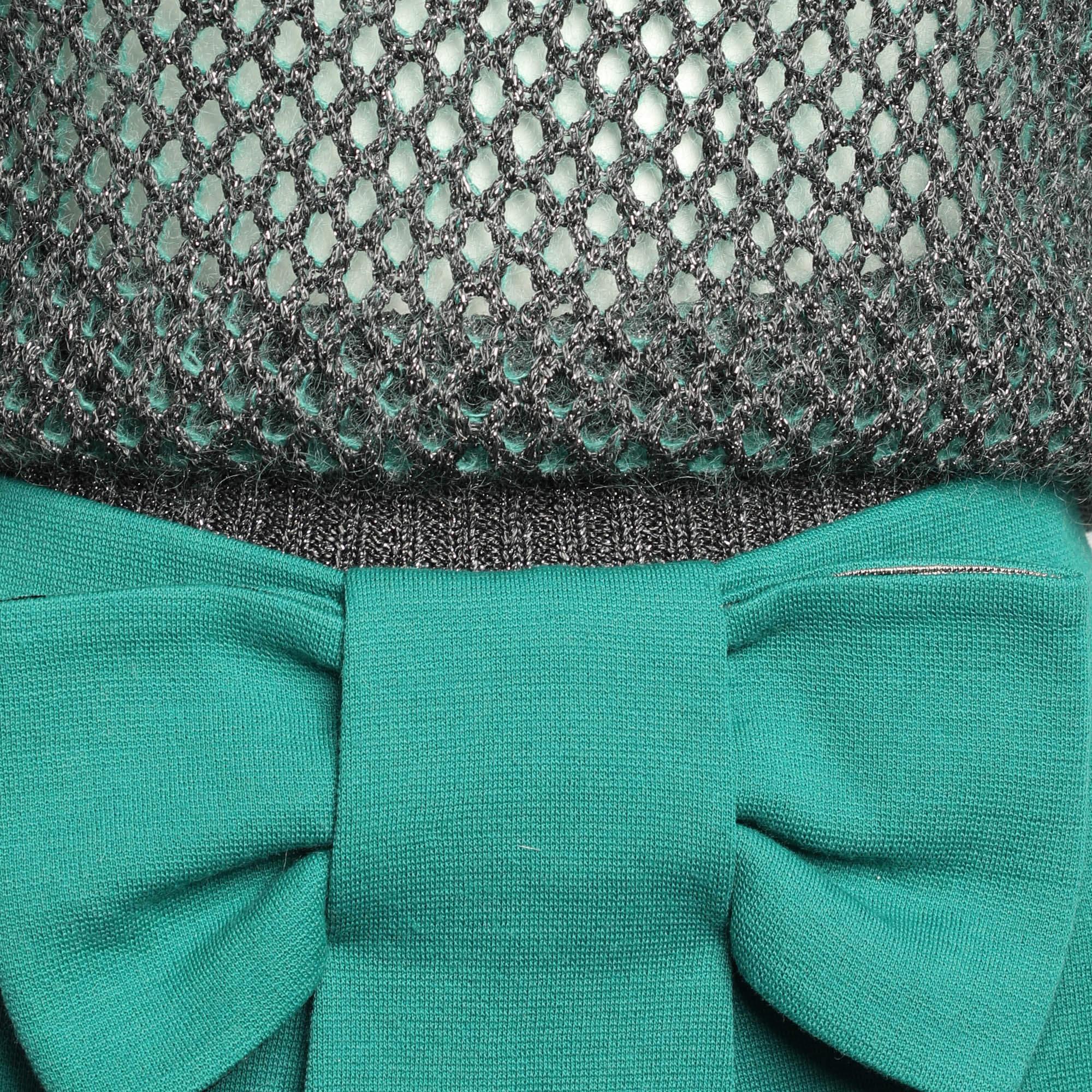 Blue M Missoni Green/Grey Lurex Knit Skirt Set M For Sale