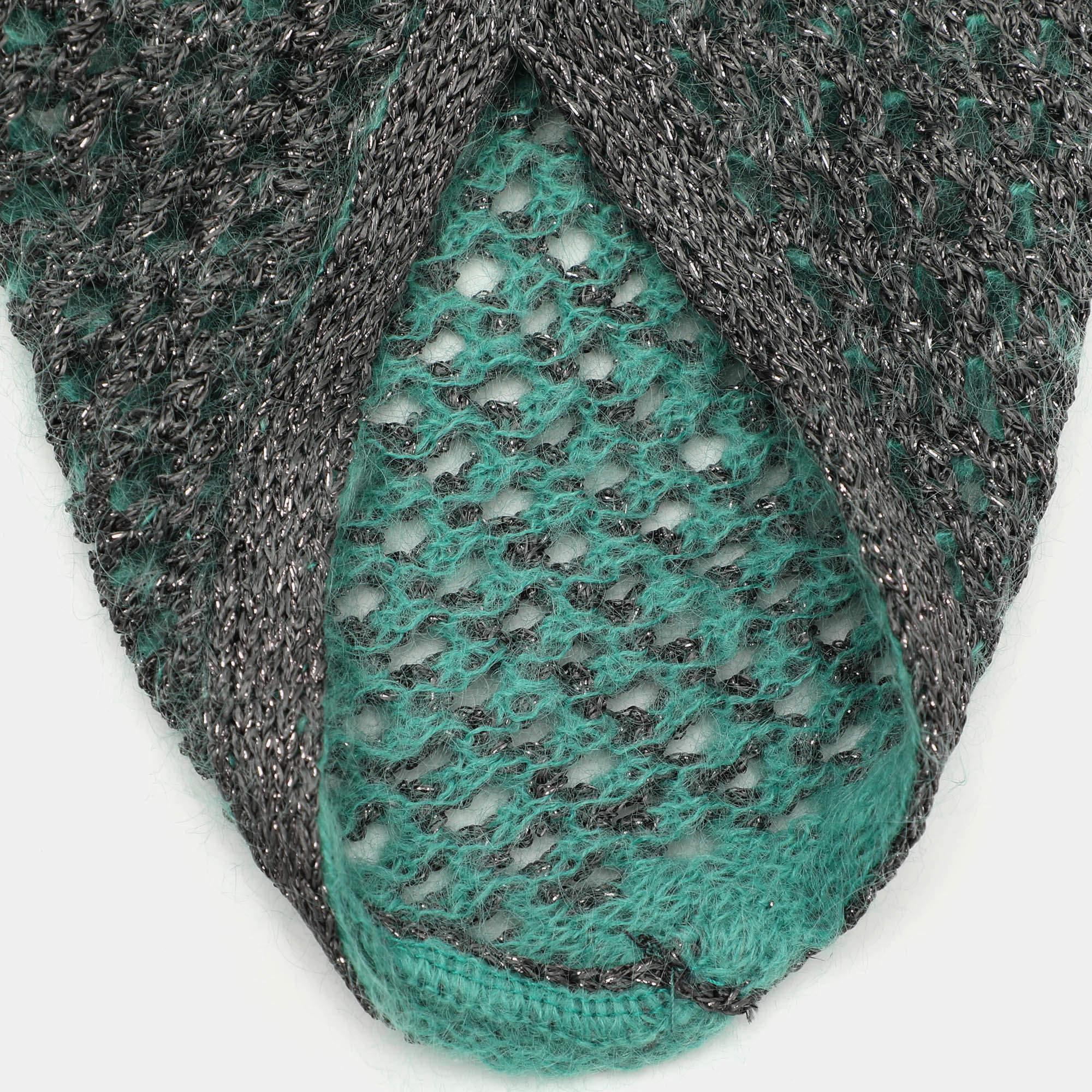 M Missoni Green/Grey Lurex Knit Skirt Set M In Good Condition For Sale In Dubai, Al Qouz 2
