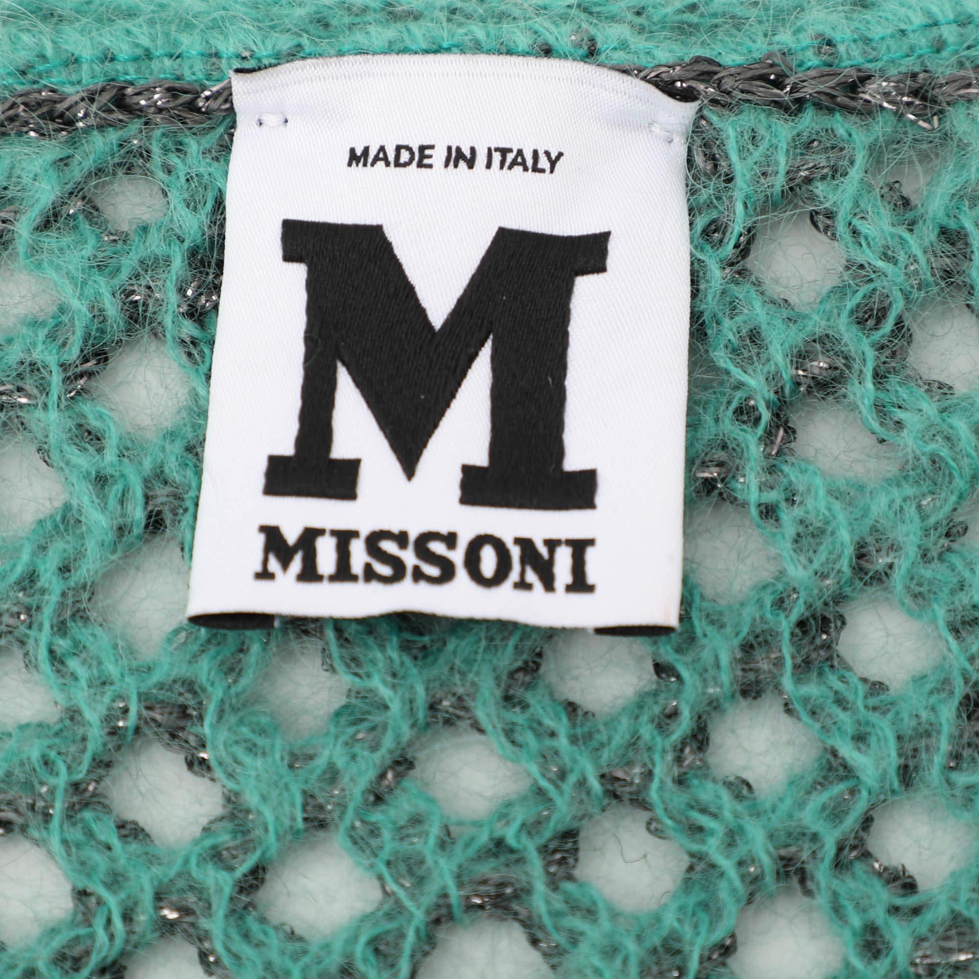 M Missoni Green/Grey Lurex Knit Skirt Set M For Sale 1