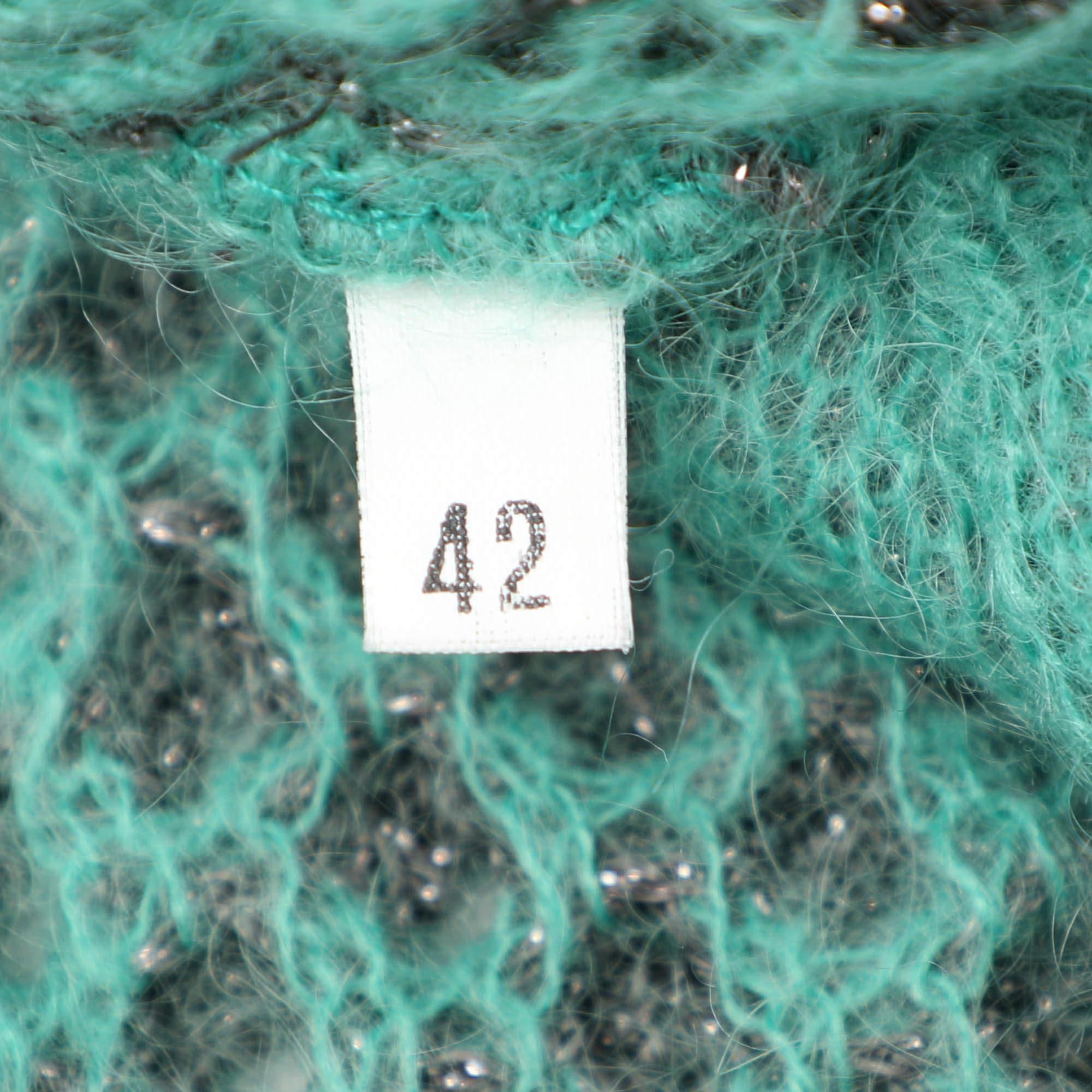 M Missoni Green/Grey Lurex Knit Skirt Set M For Sale 2