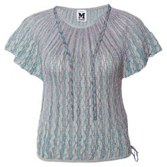 M Missoni Green Lurex Patterned Knit Top S