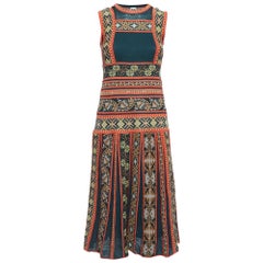 M Missoni Green/Multicolor Patterned Knit Midi Dress S