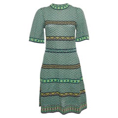 M Missoni Green Patterned Knit Mini Dress M