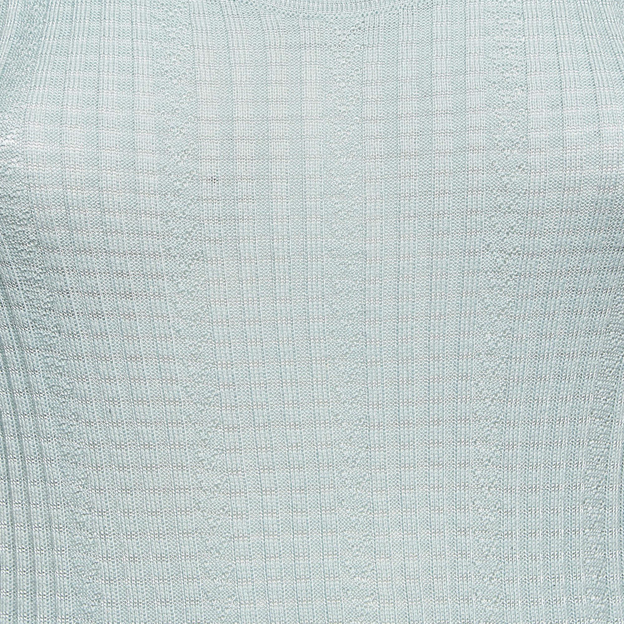 Gray M Missoni Green Patterned Knit Tank Top S