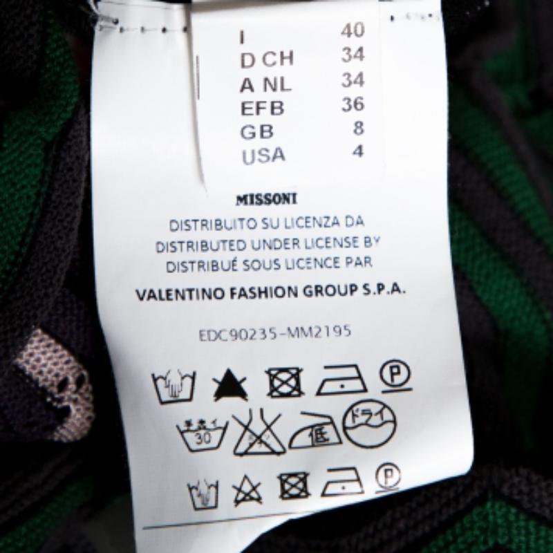 M Missoni Grünes langärmeliges Strickoberteil mit Pointelle-Strick S im Angebot 1