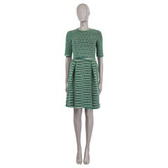 M MISSONI green wool blend ZIGZAG KNIT Dress 44 L