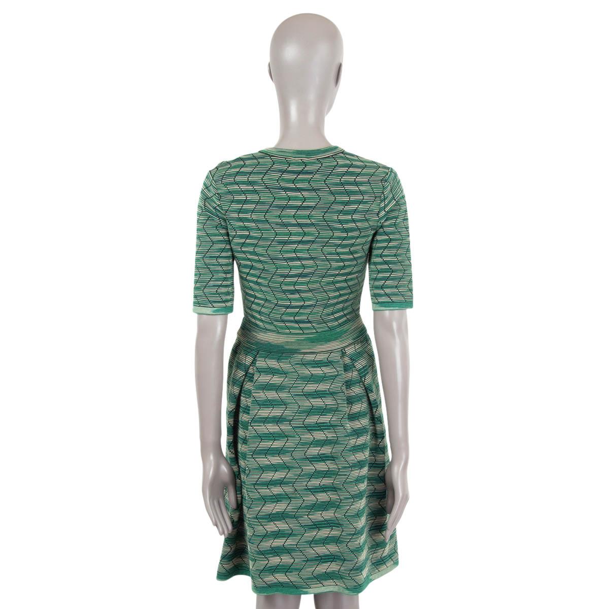 Women's M MISSONI green wool blend ZIGZAG KNIT Dress 44 L For Sale