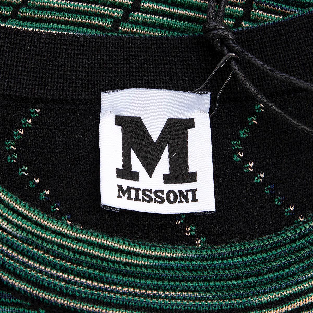 M MISSONI green wool blend ZIGZAG KNIT Dress 44 L For Sale 1