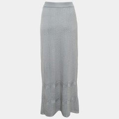 M Missoni Grey Chevron Knit Maxi Skirt S
