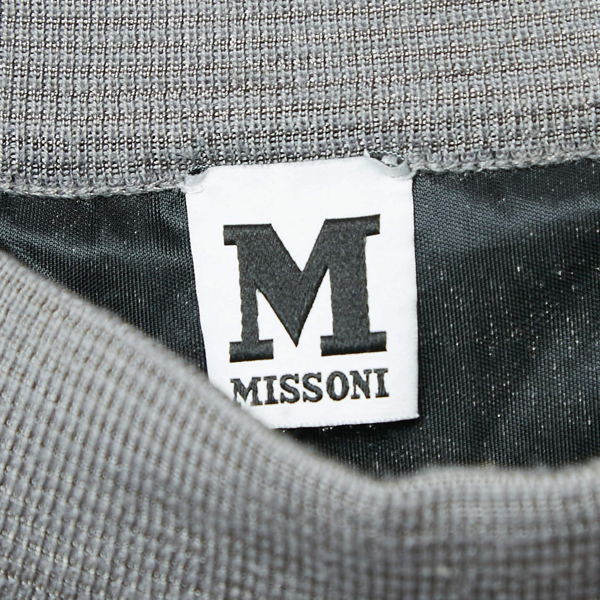 M Missoni Grey Chevron Knit Maxi Skirt S In Good Condition For Sale In Dubai, Al Qouz 2