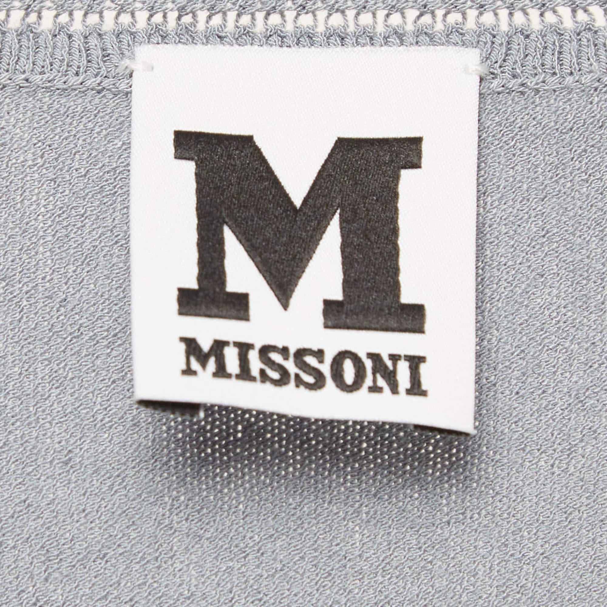 M Missoni Grey Knit Full Sleeve Top L In New Condition For Sale In Dubai, Al Qouz 2