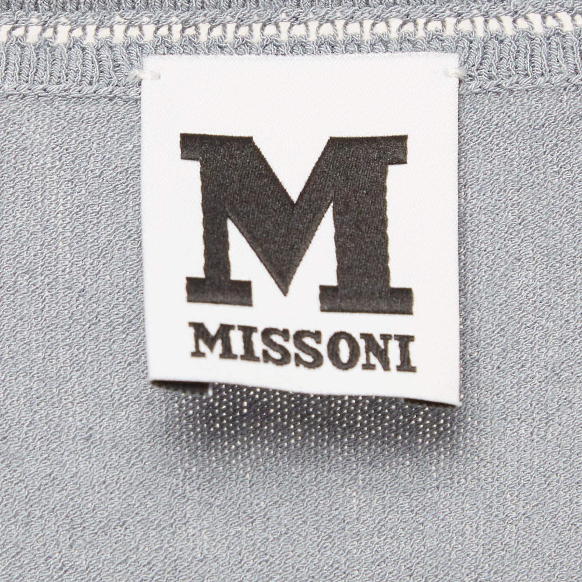 M Missoni Grey Knit Full Sleeve Top L In Excellent Condition For Sale In Dubai, Al Qouz 2