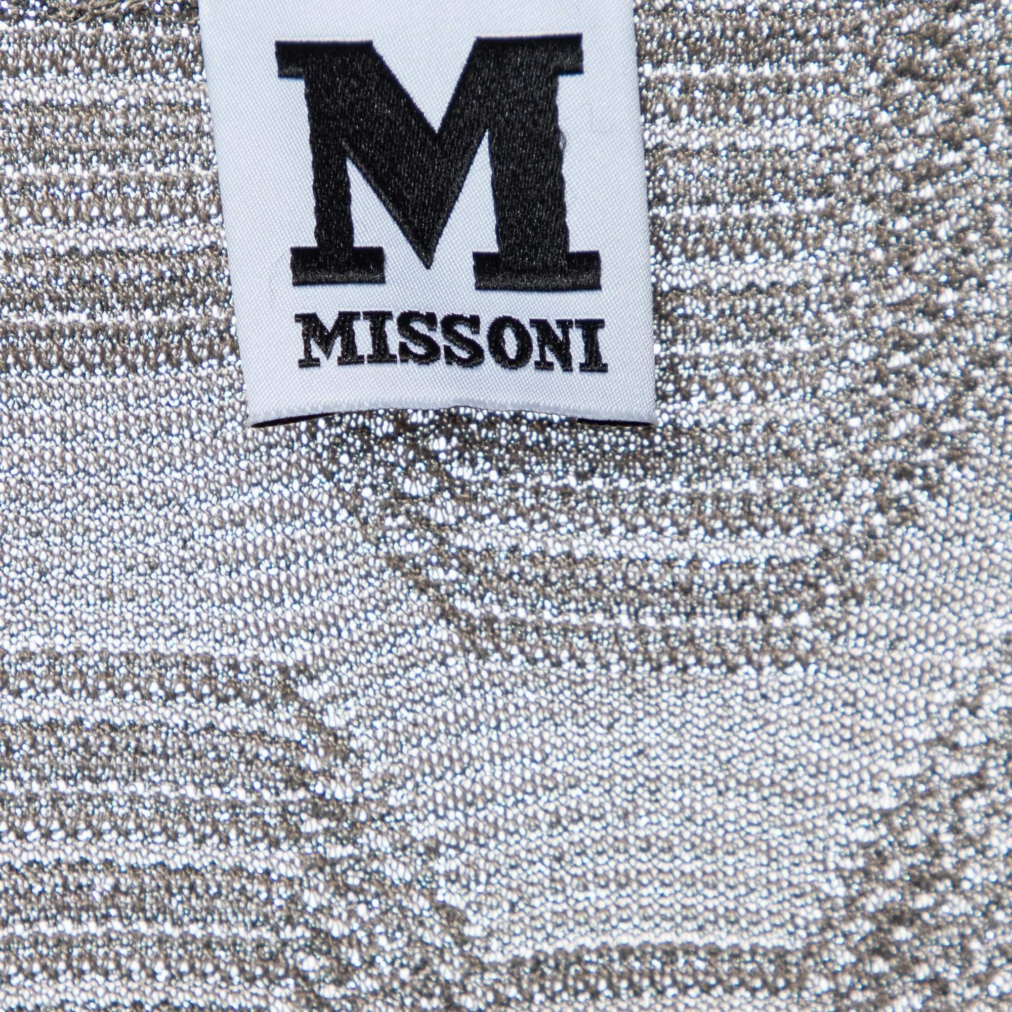 Donna M Missoni Grigio Lurex Zig Zag Top Maglia S.I.M. in vendita