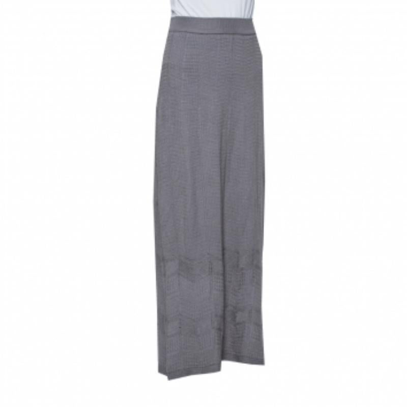 Gray M Missoni Grey Patterned Knit Maxi Skirt S For Sale