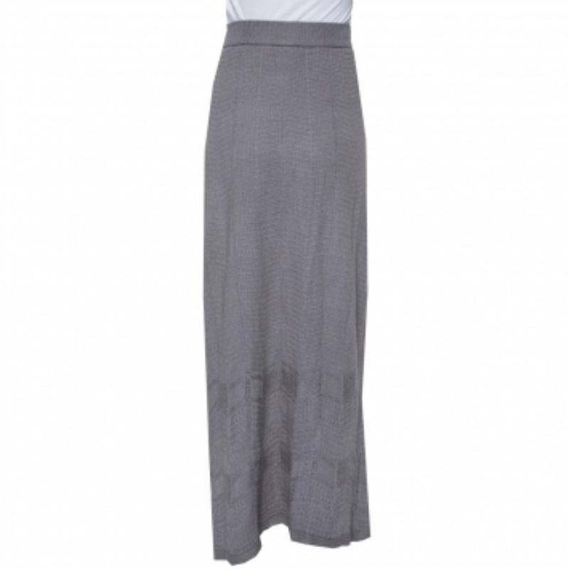 M Missoni Grey Patterned Knit Maxi Skirt S In Good Condition For Sale In Dubai, Al Qouz 2
