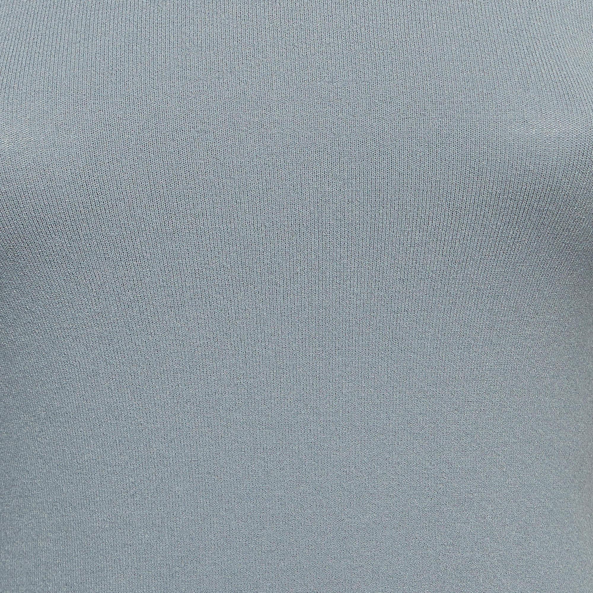 Gray M Missoni Grey Stretch Knit Long Sleeve Sweatshirt L For Sale