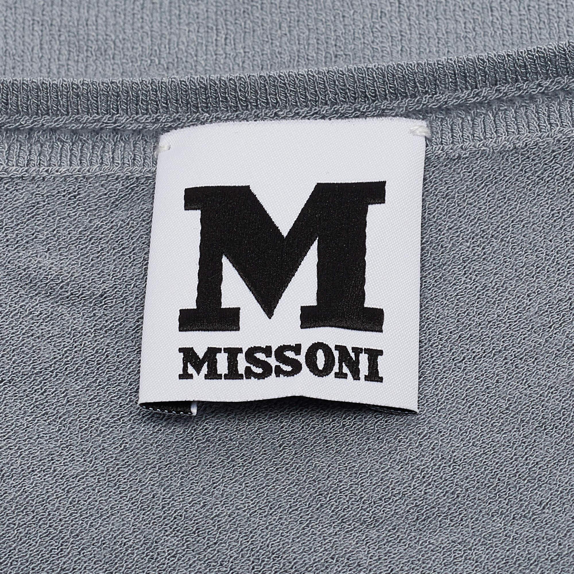 M Missoni Grey Stretch Knit Long Sleeve Sweatshirt L In New Condition For Sale In Dubai, Al Qouz 2
