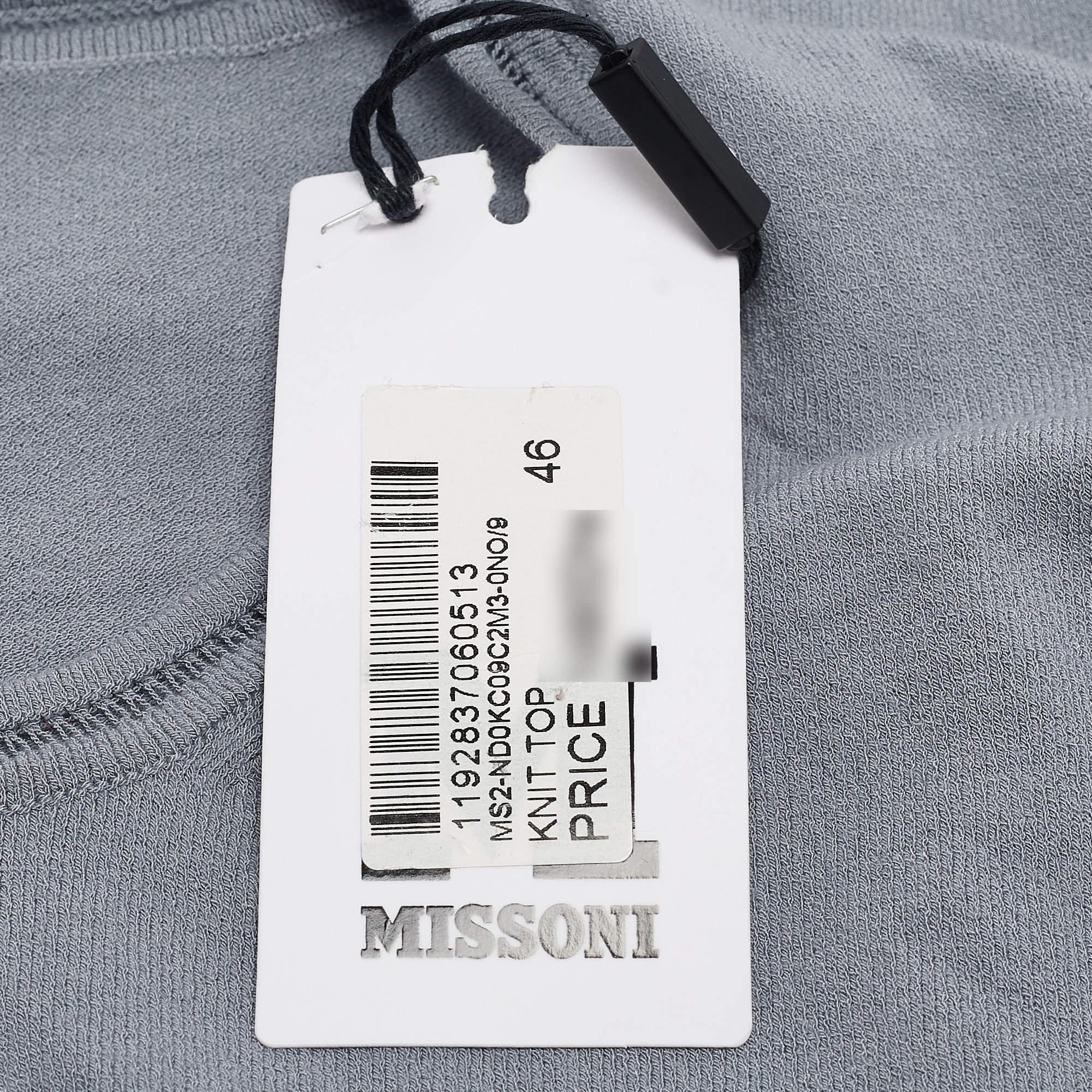 Women's M Missoni Grey Stretch Knit Long Sleeve Sweatshirt L For Sale