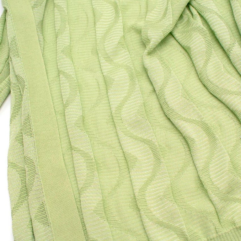 M Missoni Light Green Linear Rib Knit Cardigan - US 4 For Sale at 1stDibs