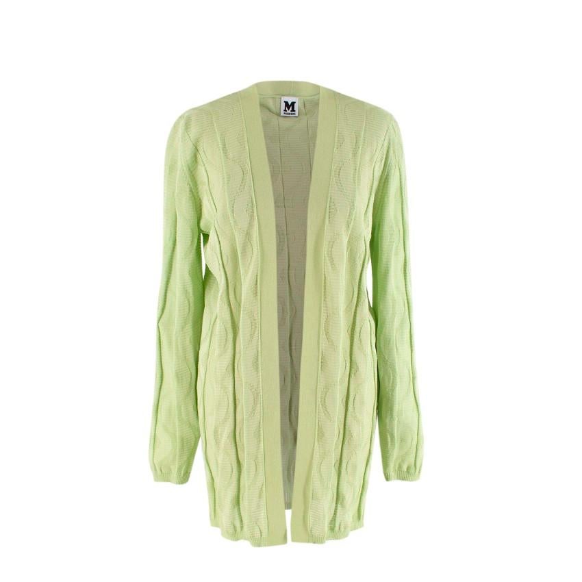 M Missoni Light Green Linear Rib Knit Cardigan - US 4 For Sale