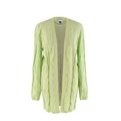 M Missoni Light Green Linear Rib Knit Cardigan - US 4