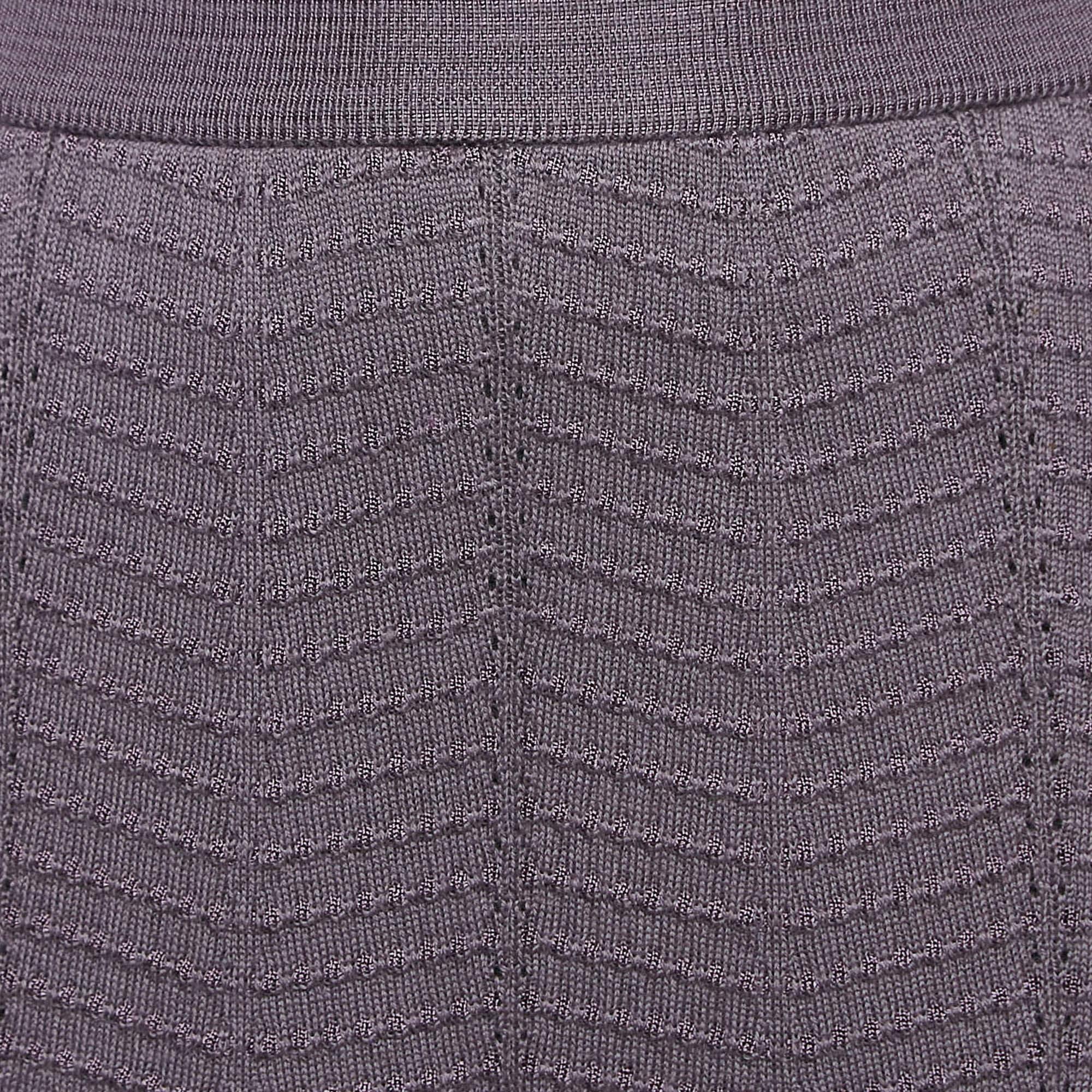 Gray M Missoni Light Purple Chevron Pattern Knit Maxi Skirt S