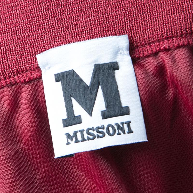 M Missoni Maroon Patterned Knit Maxi Skirt M In Excellent Condition For Sale In Dubai, Al Qouz 2