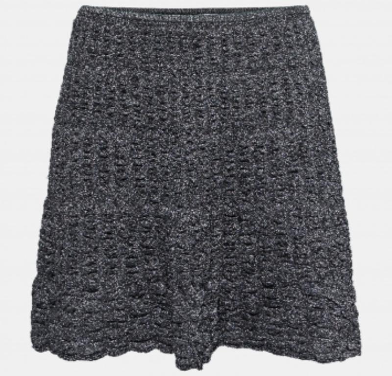 Nero M Missoni Gonna svasata in maglia lurex grigio metallizzato S.I.M. in vendita
