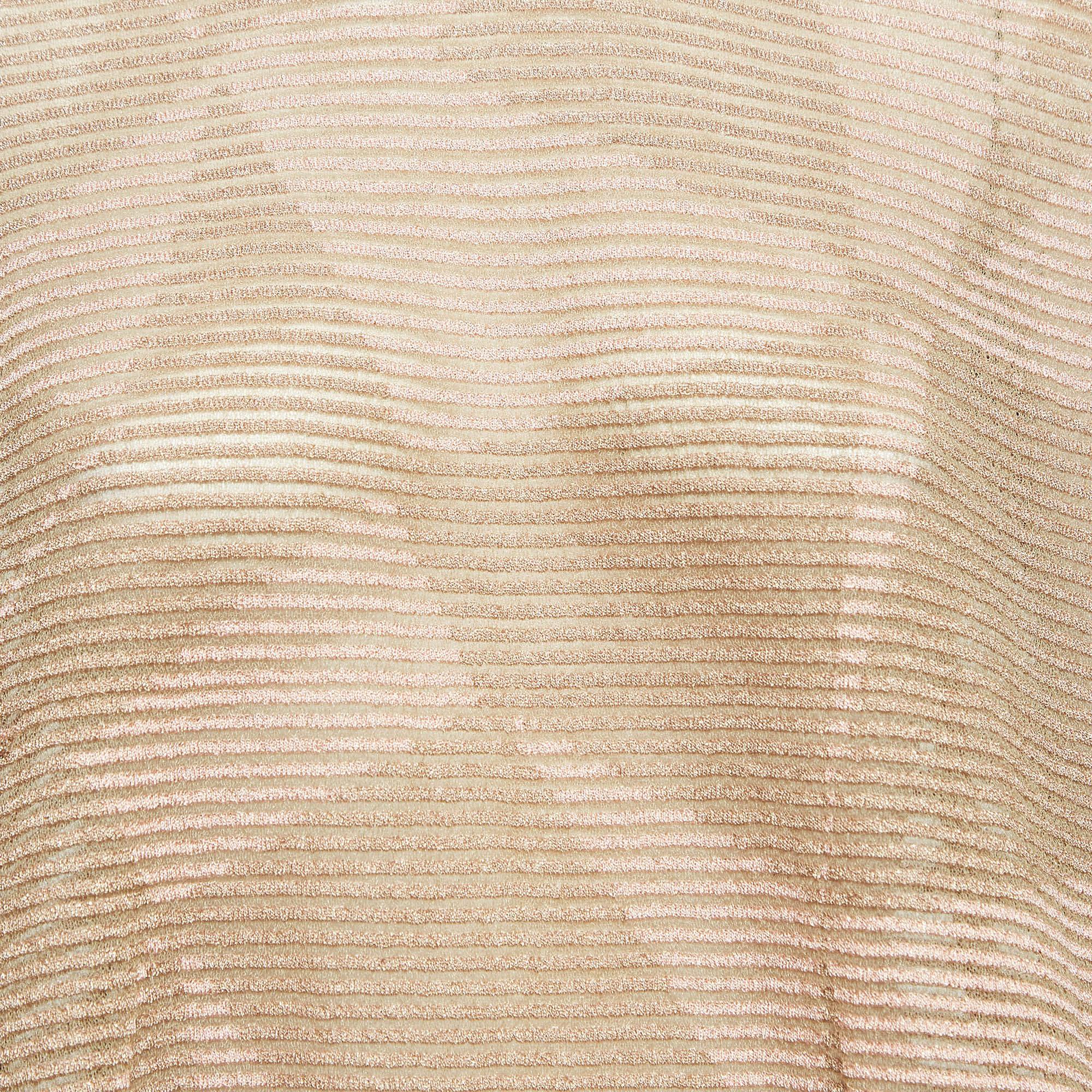 Beige M Missoni Metallic Pink Lurex Knit Top XL For Sale