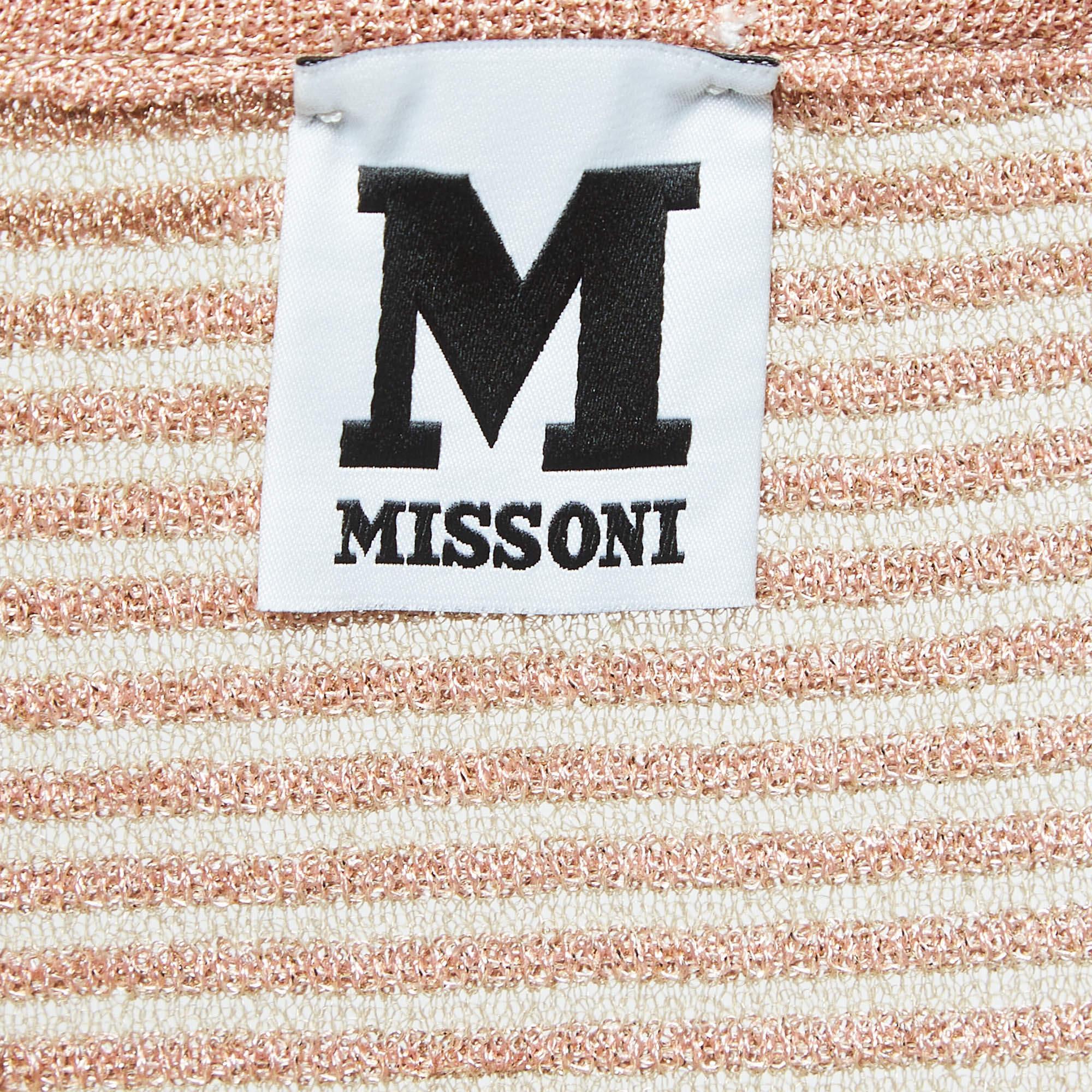 Women's M Missoni Metallic Pink Lurex Knit Top XL For Sale